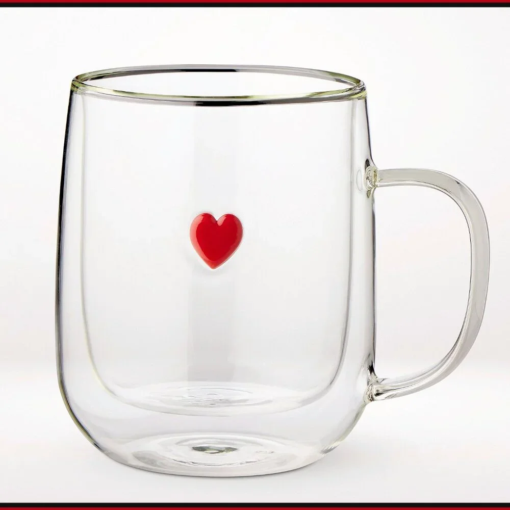 Williams Sonoma Heart Double Wall Mug 16 OZ NEW Valentines Love